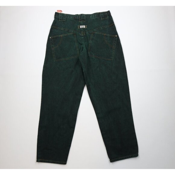 Deadstock Vtg 90s Streetwear Mens 36x34 Baggy Acid Wash Skateboard Jeans Green - Picture 9 of 13